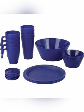 CreativeWare 21pc. Navy Acrylic Serveware Dining Set Indoor Outdoor Dorm Camping